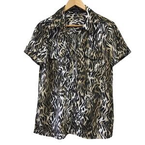 Notations Top Womens Medium Animal Print Black Brown White